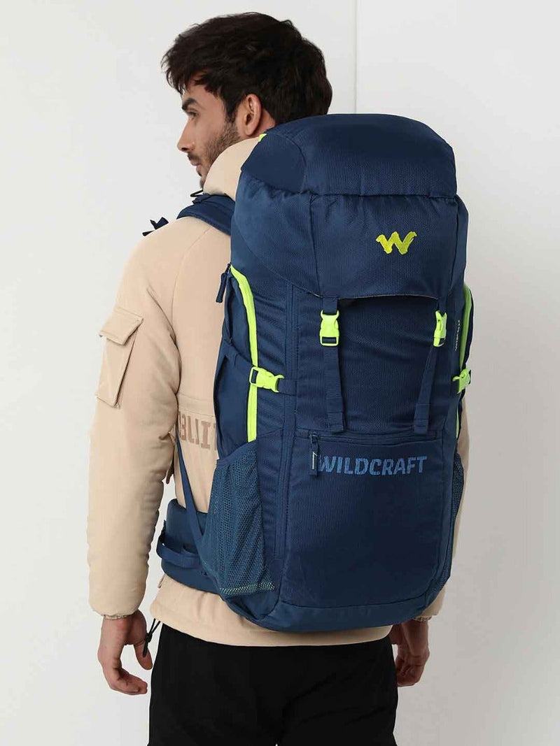 Wildcraft Verge 2 60 L hiking rucksack in Dark Blue - angled view