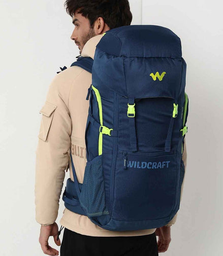 Wildcraft Verge 2 60 L hiking rucksack in Dark Blue - angled view