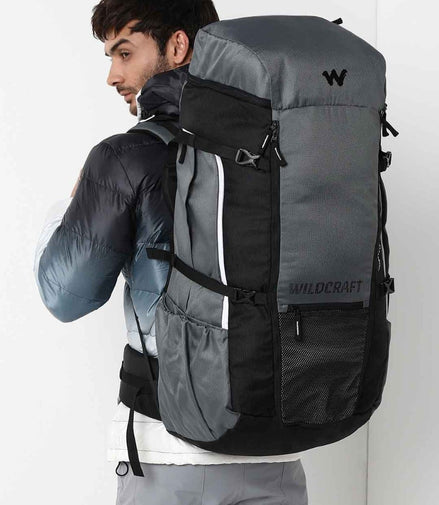 Wildcraft Verge 2 70 L hiking rucksack in Light Grey - angled view