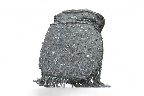 Silver Radiance Handcrafted Beaded Potli Bag