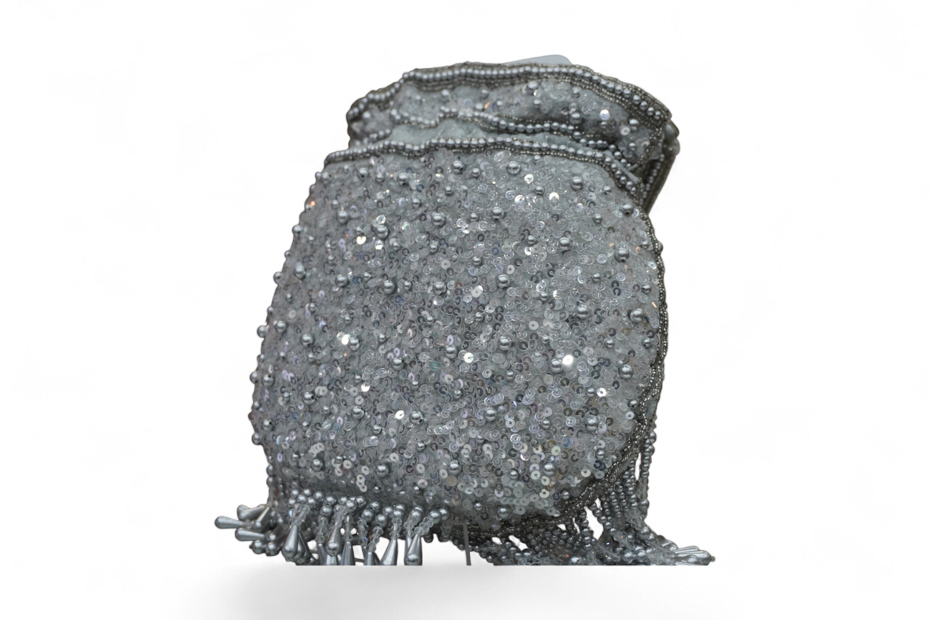Silver Radiance Handcrafted Beaded Potli Bag