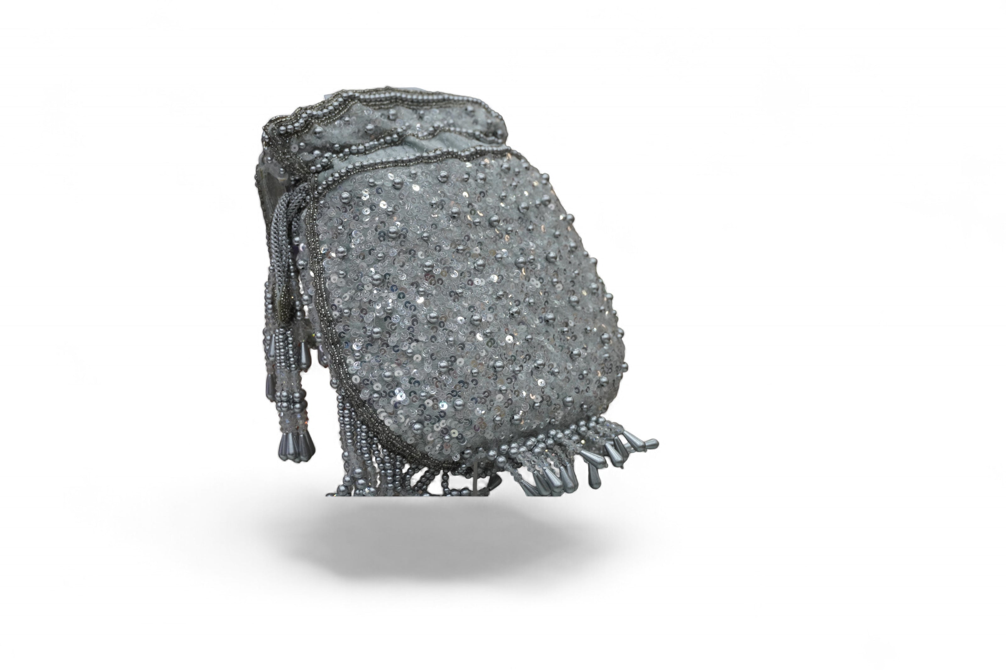 Silver Radiance Handcrafted Beaded Potli Bag