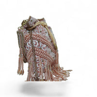 Rosé Pearl Fringe Sequin Potli Bag — angle