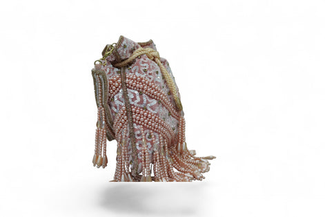 Rosé Pearl Fringe Sequin Potli Bag