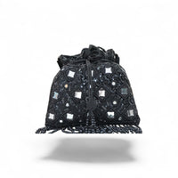 Midnight Sheesha Mirror-Work Potli Bag — front