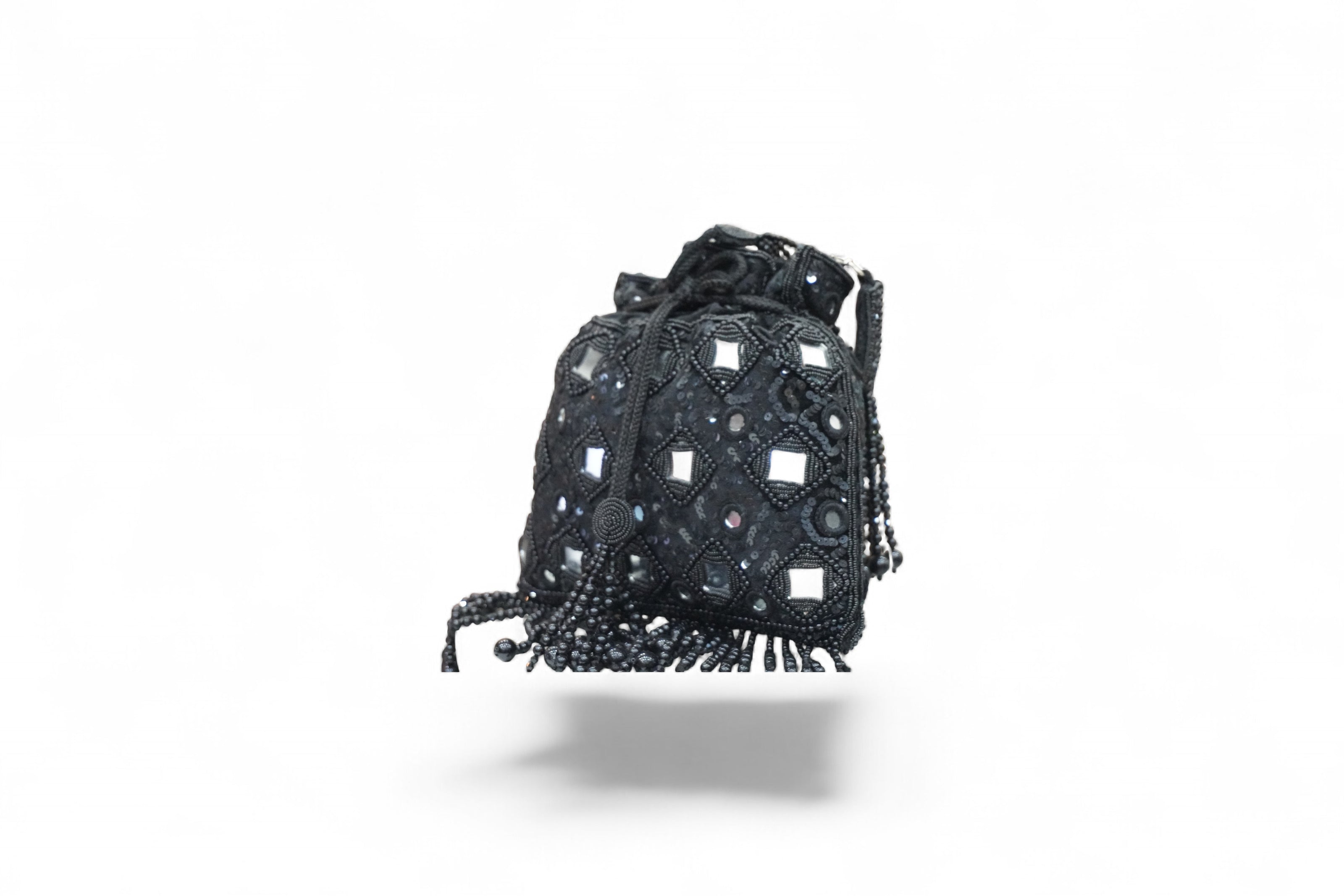 Midnight Sheesha Mirror-Work Potli Bag