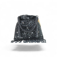Midnight Sheesha Mirror-Work Potli Bag — side