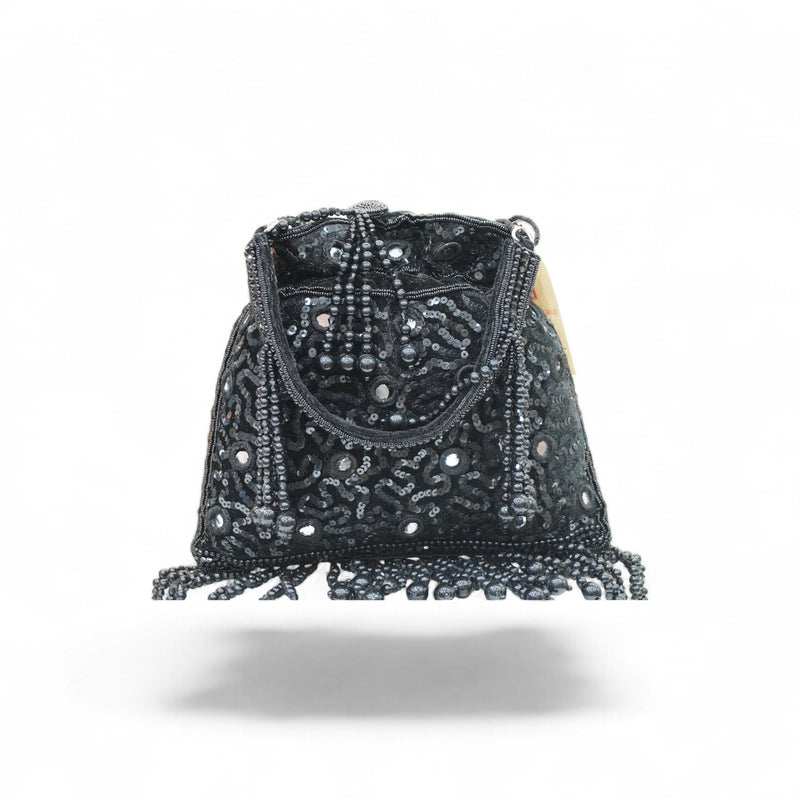 Midnight Sheesha Mirror-Work Potli Bag — side