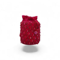 Ruby Trellis Beaded Velvet Potli — front