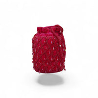 Ruby Trellis Beaded Velvet Potli — angle