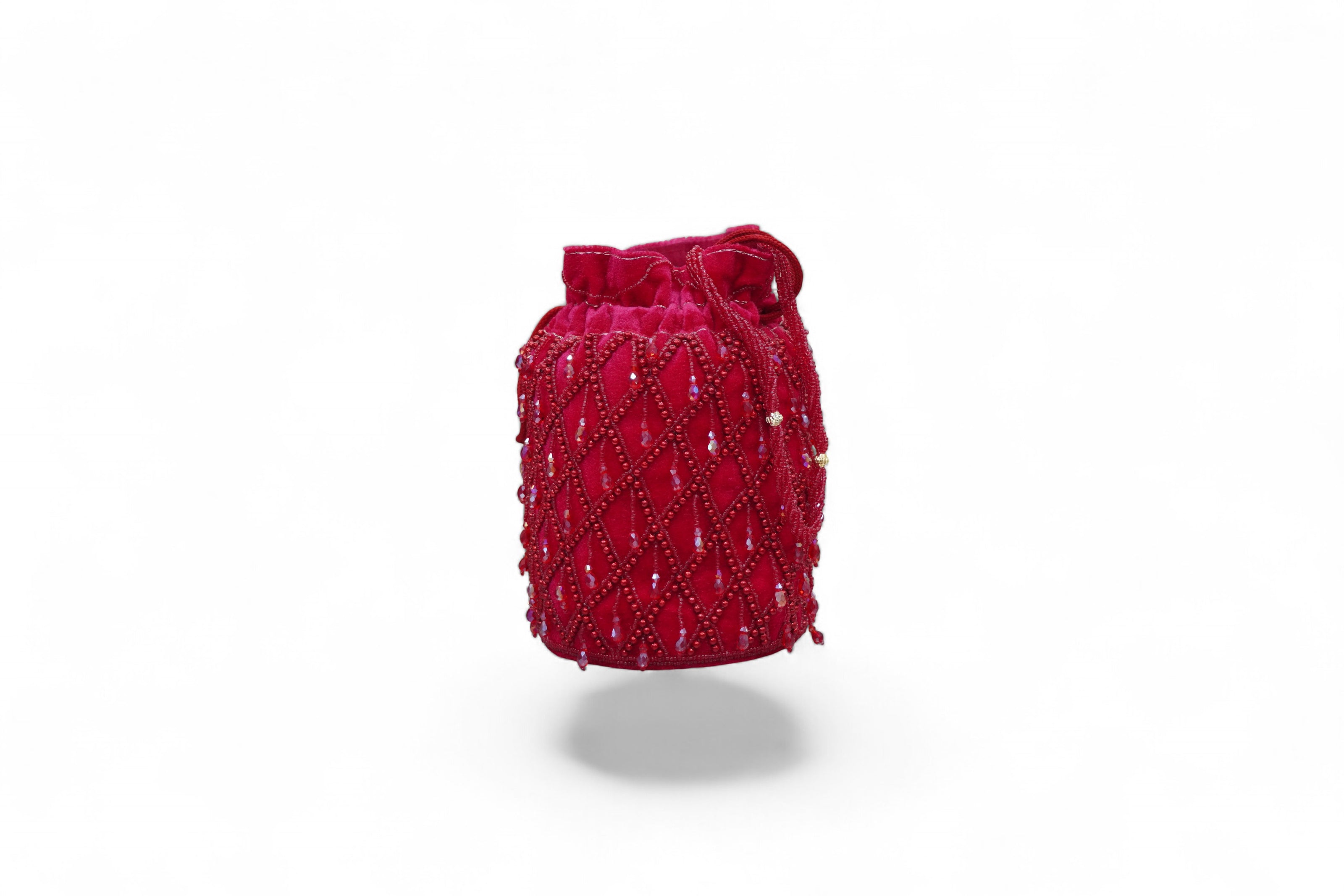 Ruby Trellis Beaded Velvet Potli