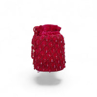 Ruby Trellis Beaded Velvet Potli — side