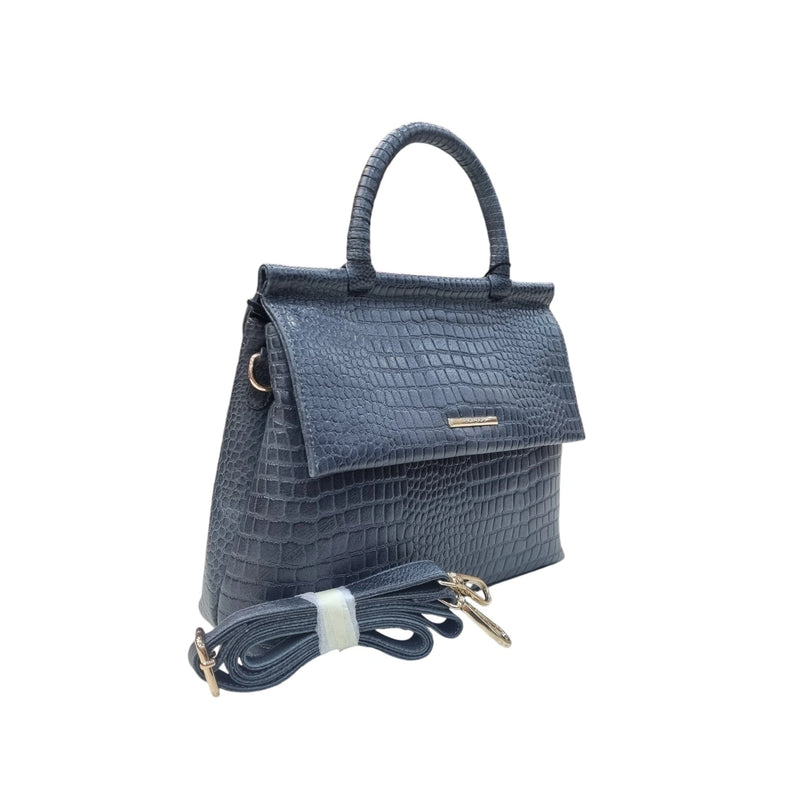 Carybu Ladies Leather Handbag — Blue (Large)