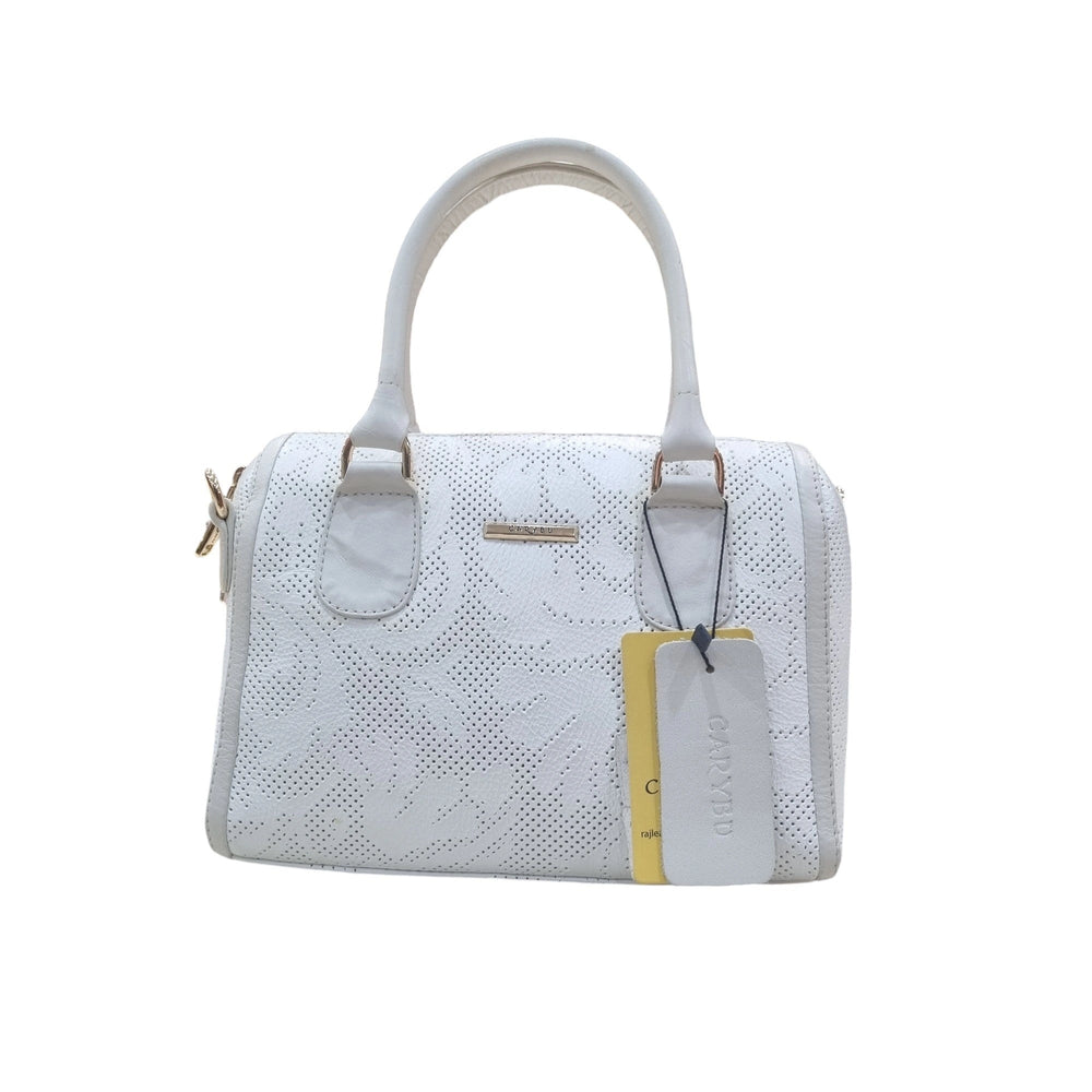 Carybu Ladies Pure Leather Handbag — White (Small)