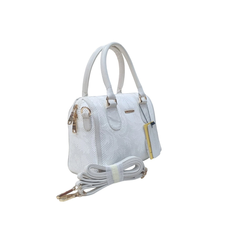 Carybu Ladies Pure Leather Handbag — White (Small)