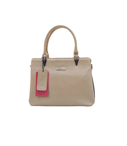 Carybu Designer Leather Handbag — Beige (Small)