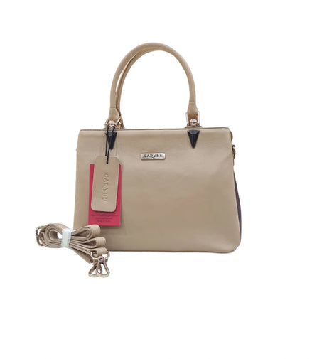 Carybu Designer Leather Handbag — Beige (Small)