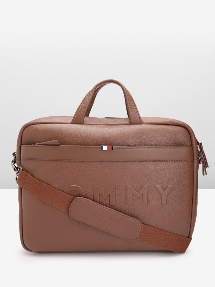 Tommy Hilfiger Tan Galveston Laptop Bag