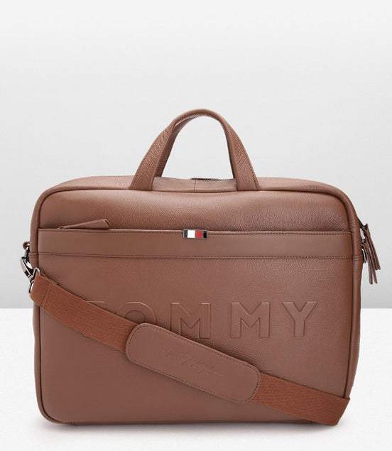 Tommy Hilfiger Tan Galveston Laptop Bag