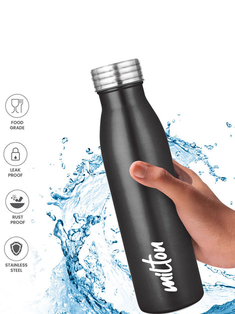 Milton Black Breeze Stainless Steel Single Water Bottle