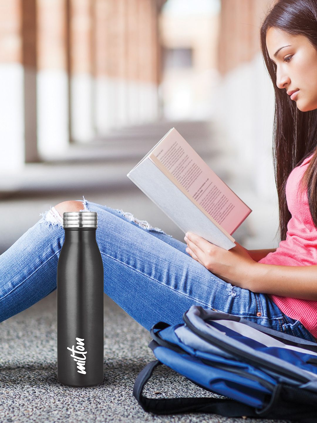 Milton Black Breeze Stainless Steel Single Water Bottle