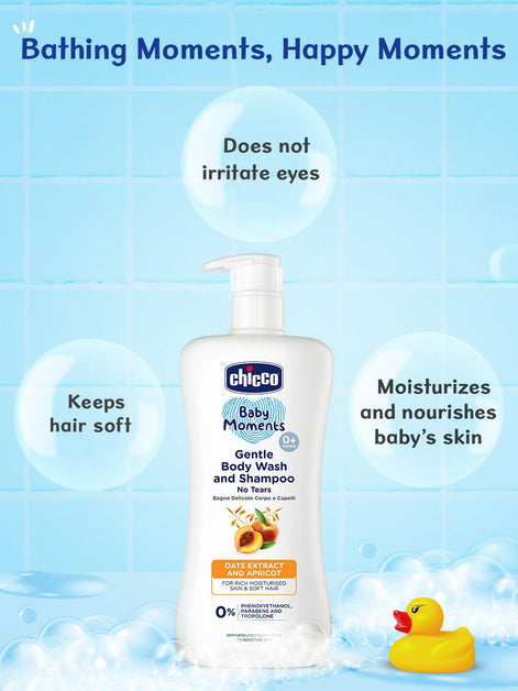 Chicco Baby Moments Gentle Body Wash & Shampoo with Apricot & Oats