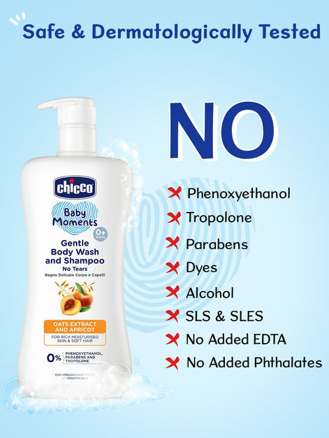 Chicco Baby Moments Gentle Body Wash & Shampoo with Apricot & Oats