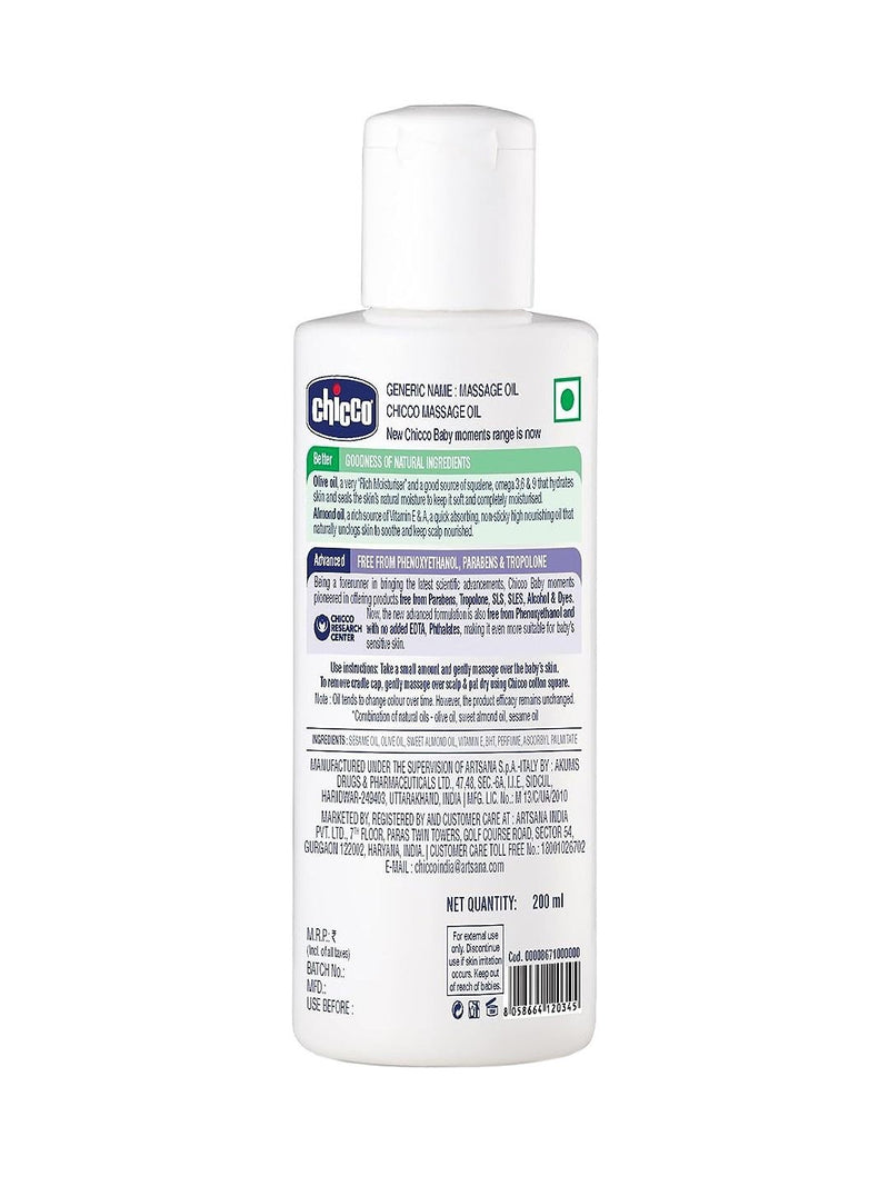 Chicco Baby Moments Moisturizing Massage Oil with Olive & Almond Oil - image 2 of 8 - Baby Care