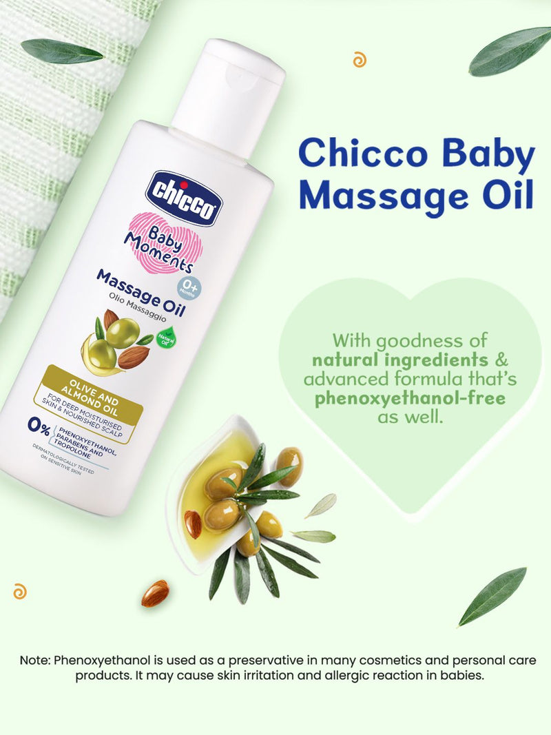 Chicco Baby Moments Moisturizing Massage Oil with Olive & Almond Oil - image 3 of 8 - Baby Care