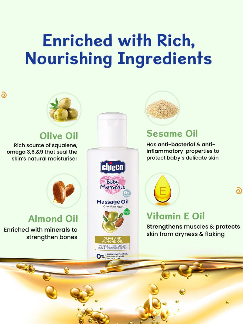 Chicco Baby Moments Moisturizing Massage Oil with Olive & Almond Oil - image 4 of 8 - Baby Care