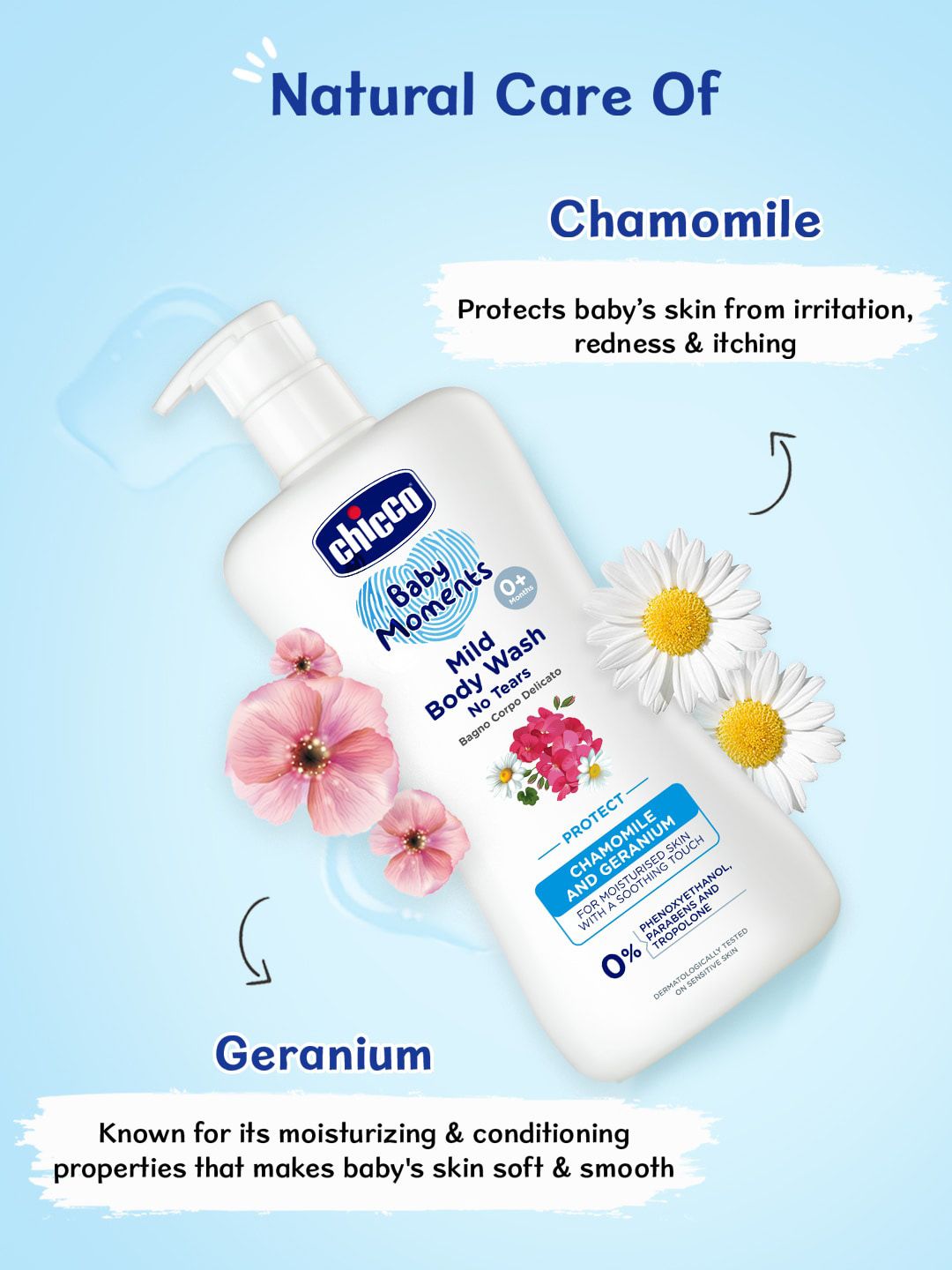 Chicco Baby Moments Mild Body Wash With Chamomile & Geranium