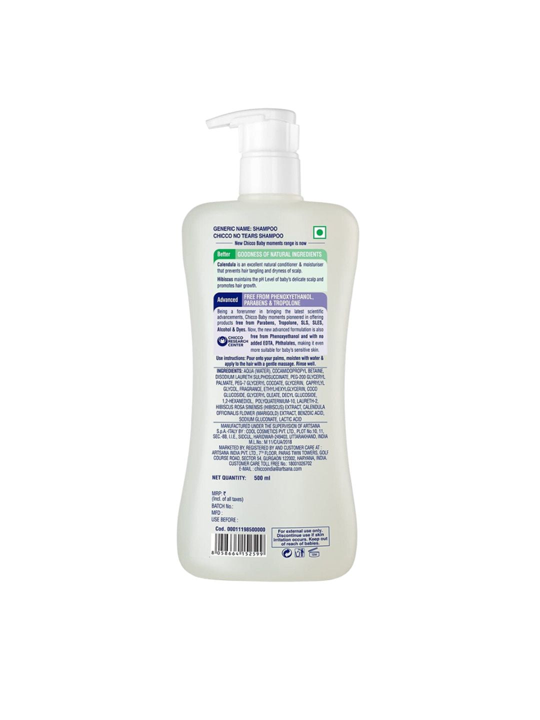 Chicco Baby Moments Shampoo for Tear-Free with Hibiscus & Calendula