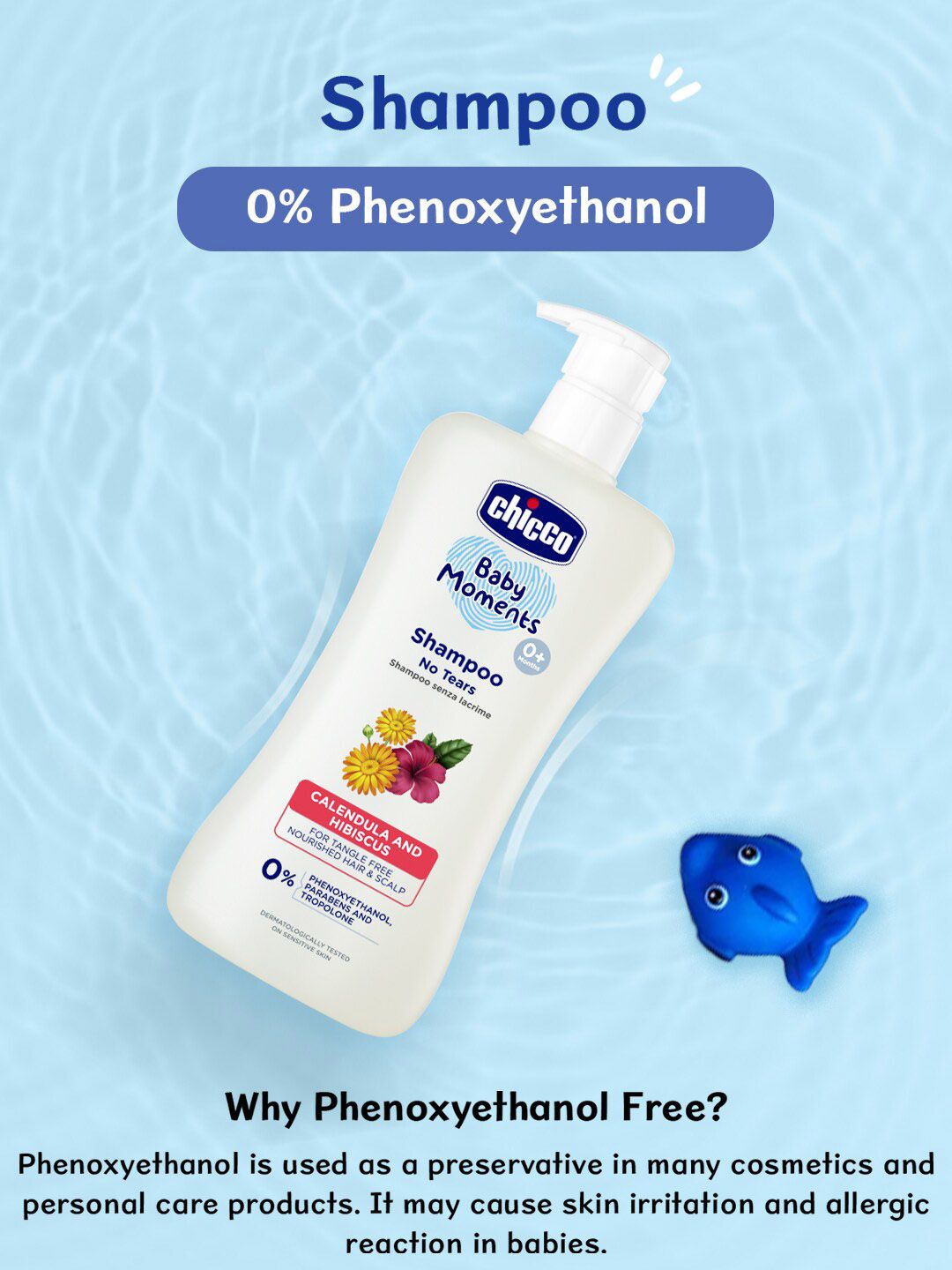 Chicco Baby Moments Shampoo for Tear-Free with Hibiscus & Calendula