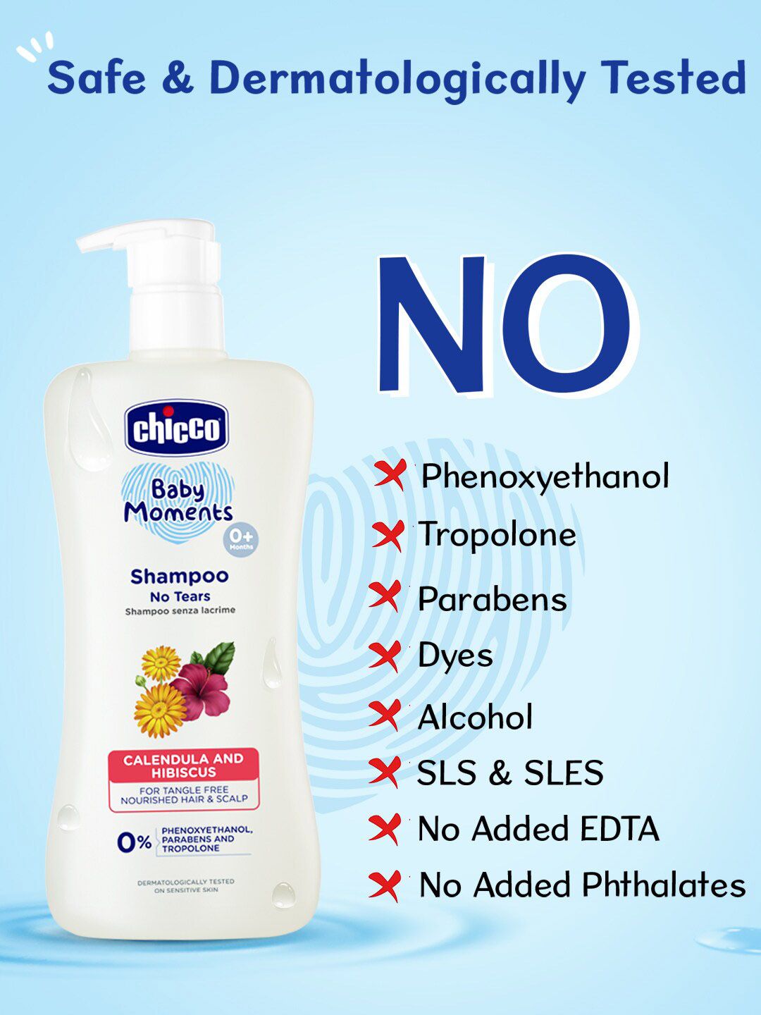 Chicco Baby Moments Shampoo for Tear-Free with Hibiscus & Calendula