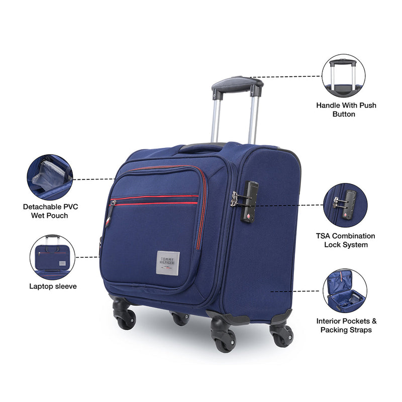 Tommy Hilfiger Taylor overnighter cabin trolley bag in Navy — view 4