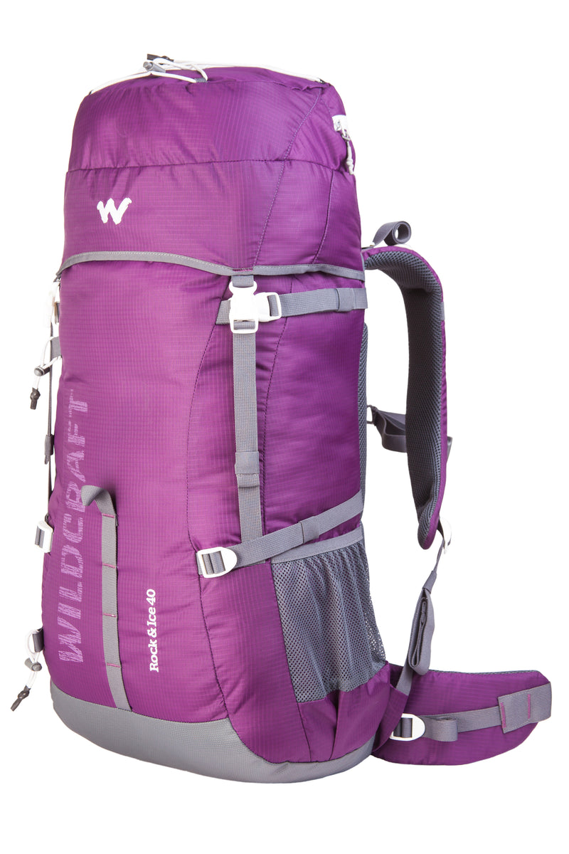 Wildcraft Rock & Ice 40 L rucksack in Purple - side view