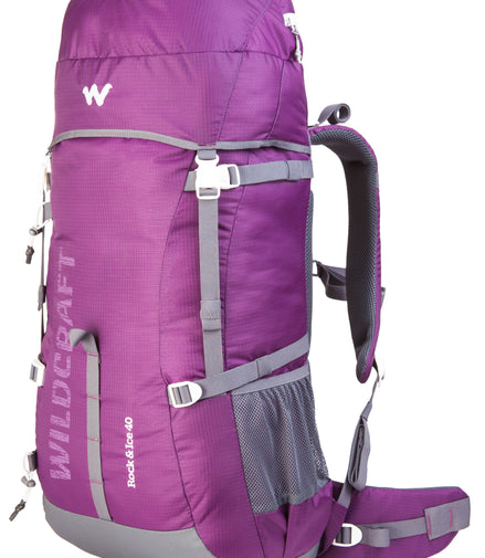 Wildcraft Rock & Ice 40 L rucksack in Purple - side view