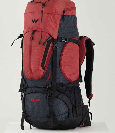 Wildcraft Gangotri 55 L rucksack in Red Black - side view