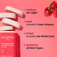 Dot & Key Strawberry Sunscreen Stick, In-Vivo Tested SPF 50+ PA++++