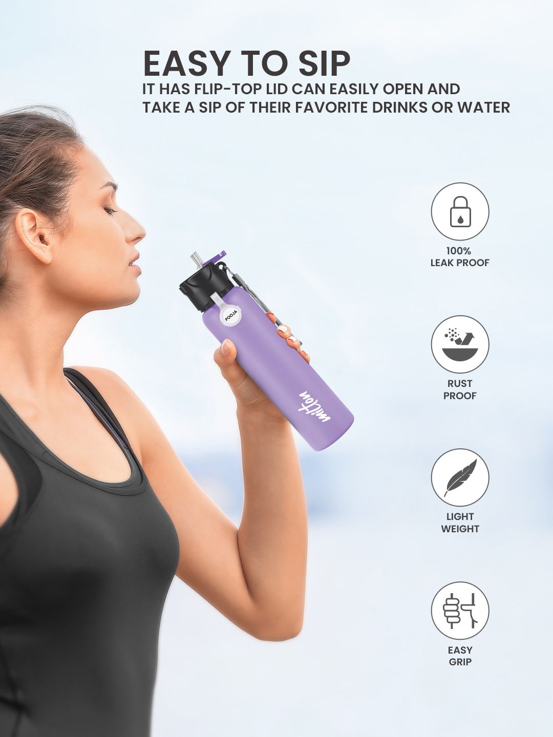 Milton Purple SipStar Stainless Steel Water Bottle