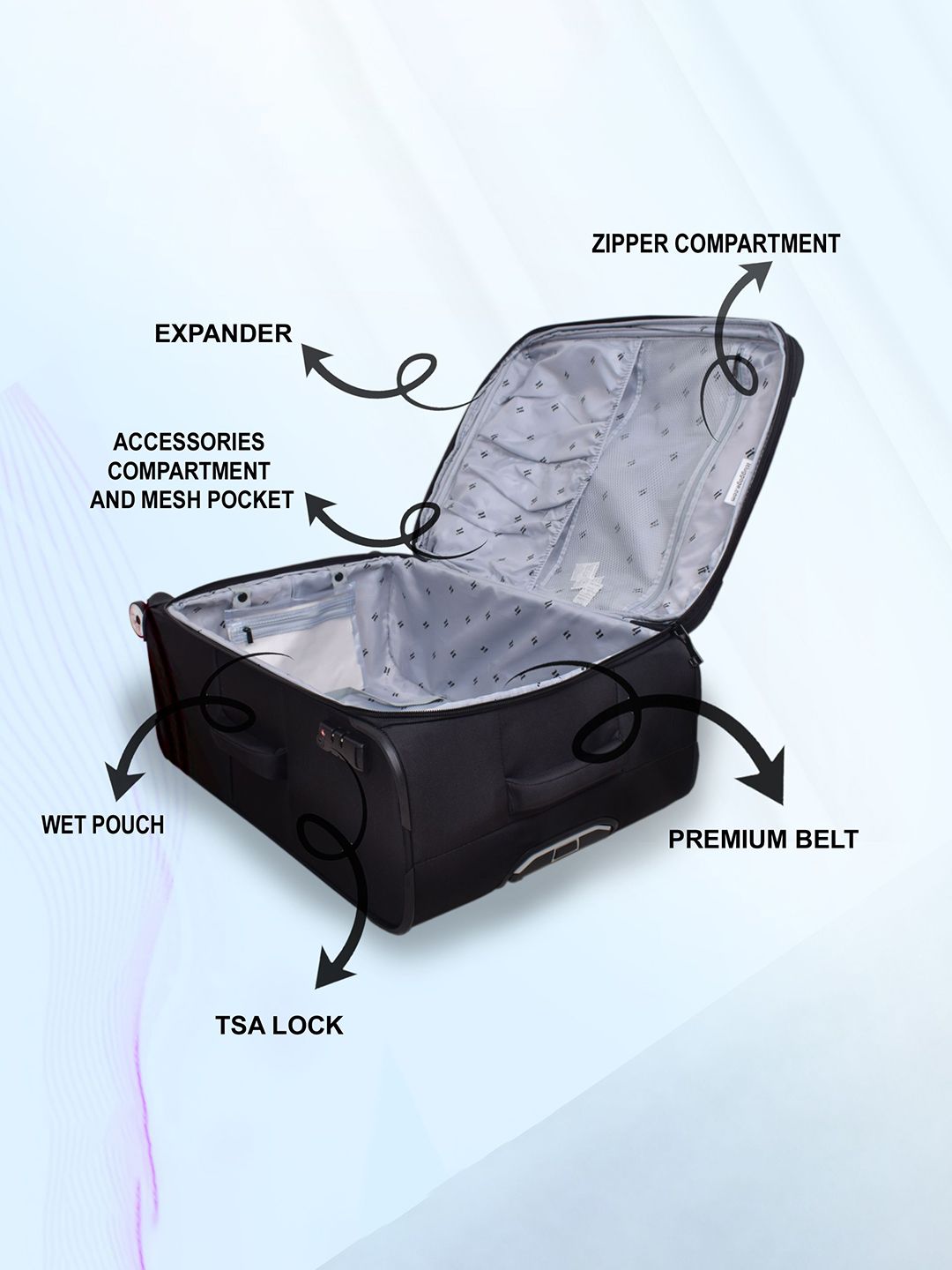 IT Luggage Reptilian Black Trolley Bag