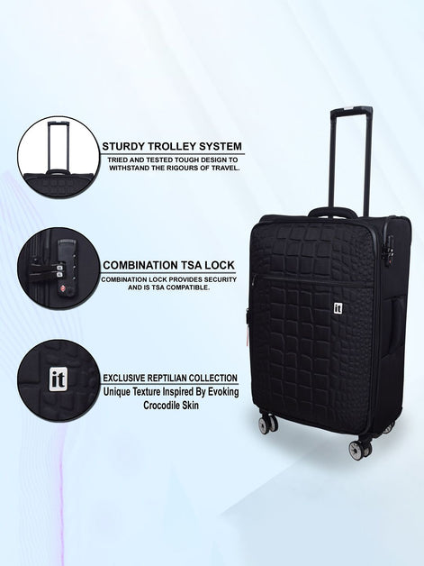 IT Luggage Reptilian Black Trolley Bag