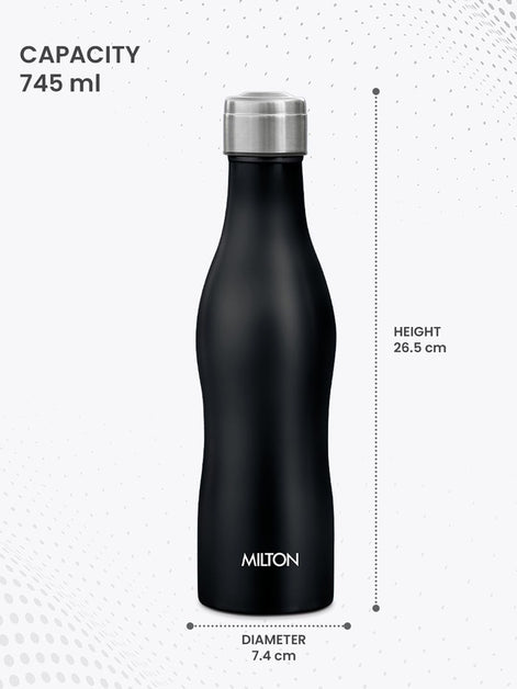 Milton Black Campa 800 Single Wall Stainless Steel Water Bottle