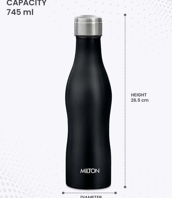 Milton Black Campa 800 Single Wall Stainless Steel Water Bottle