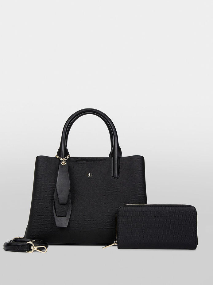 Itti Women Trapez Textured Structured Handheld Bag With Pouch