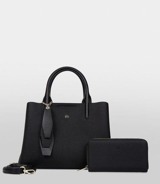 Itti Women Trapez Textured Structured Handheld Bag With Pouch