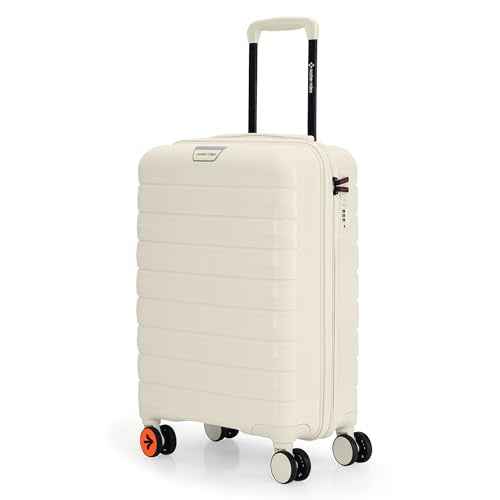 IT Luggage Vienna Hard Trolley — Cream White (20″ Cabin)