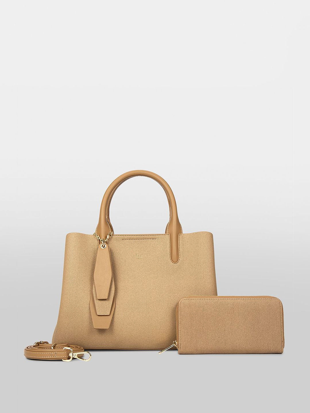 Itti Women Trapez Textured Structured Handheld Bag With Pouch