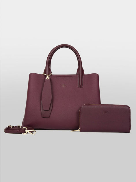 Itti Women Trapez Textured Structured Handheld Bag With Pouch