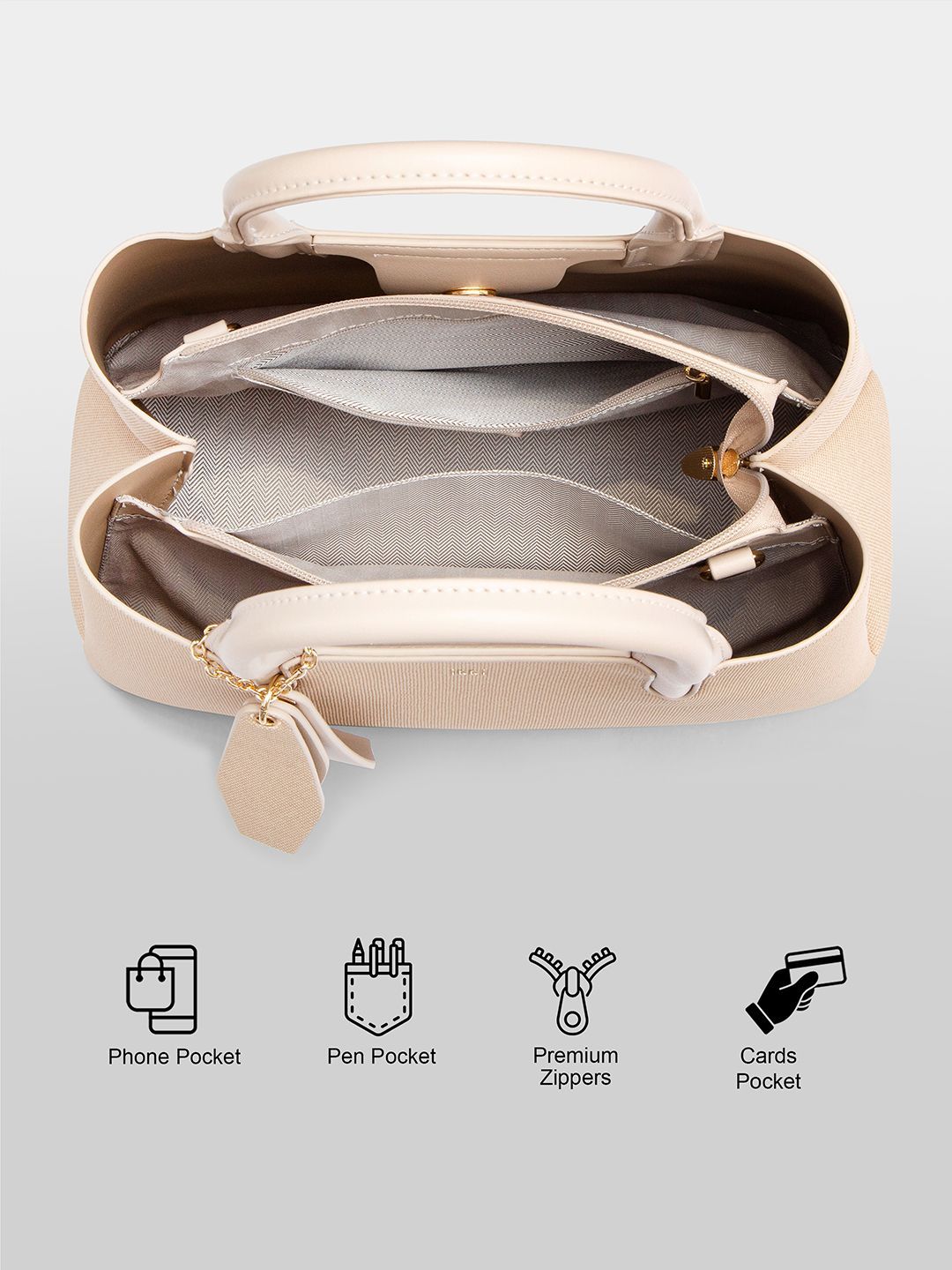 Itti Women Trapez Textured Structured Handheld Bag With Pouch